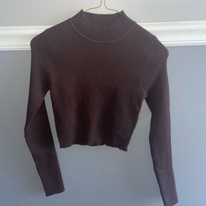 Chocolate brown mock neck ribbed bodycon sweater, Forever 21 , size S